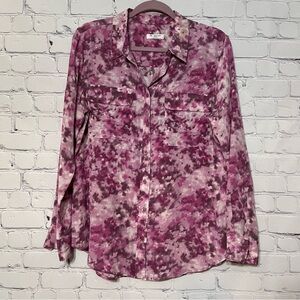 Equipment Pretty in Pink Silk Women's Floral Button Down Blouse Size Large DESC